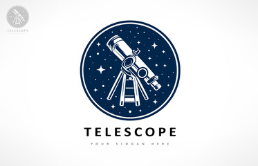 Telescope and star logo vector