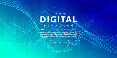 Digital technology banner green blue background concept, cyber technology circuit, abstract tech, innovation future data, internet network, Ai big data, futuristic wifi connection illustration concept