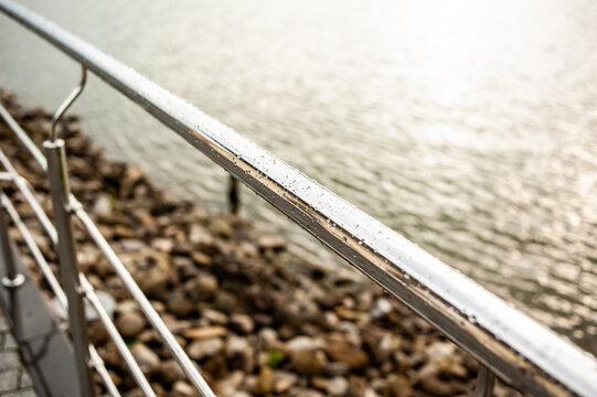 Modern Building Industry. Stainless Steel Railings Outdoor.