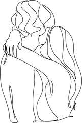 Portrait of happy couple in continuous line art drawing style. Man in love put his arms around girlfriend. Love and friendship black linear sketch isolated on white background. Vector illustration