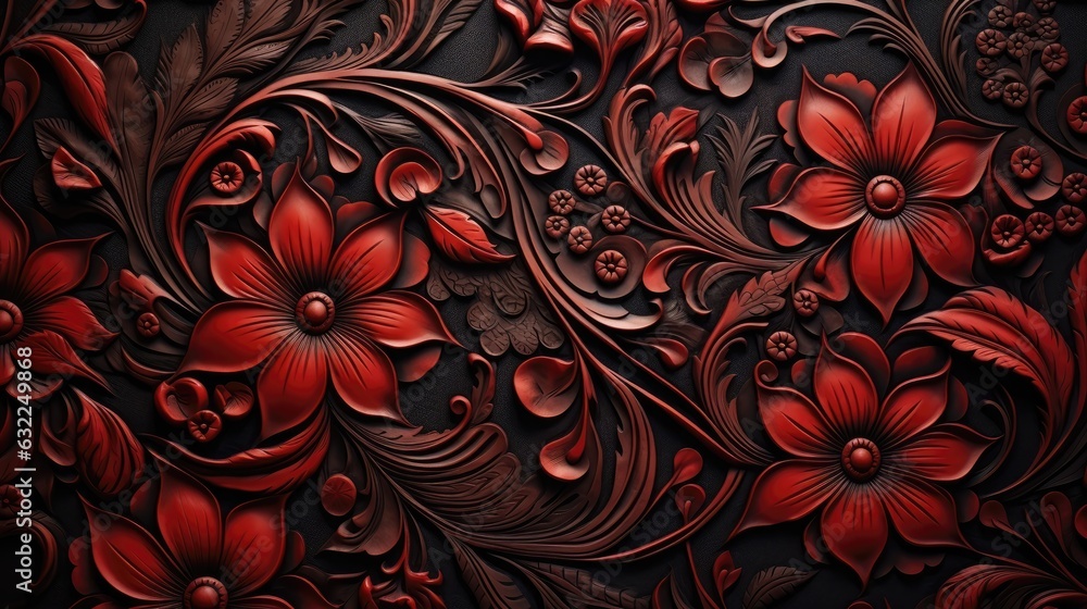 Wall mural Leather floral pattern background. Pakistani ornamental pattern.