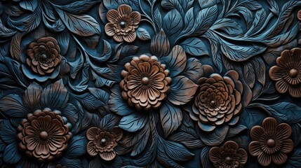 Leather floral pattern background. Pakistani ornamental pattern.