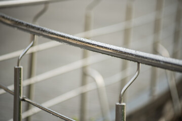 Modern building industry. Stainless steel railings outdoor.