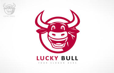 Lucky Bull head logo vector. Animal design.