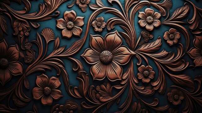 Leather floral pattern background. Pakistani ornamental pattern.