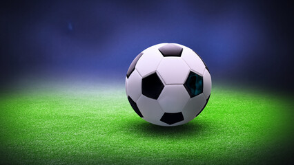 Soccer ball inside the green soccer field