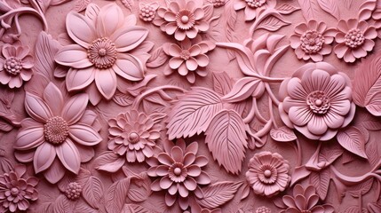 Metallic pink embossed floral pattern.