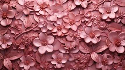 Metallic pink embossed floral pattern.