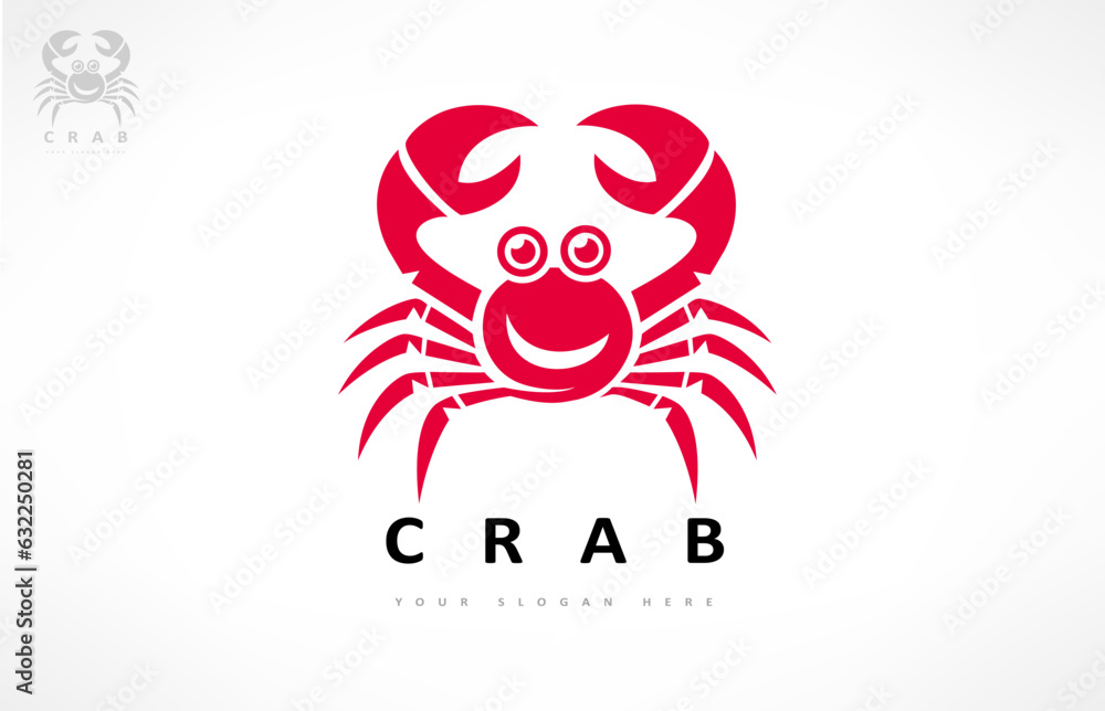 Poster crab logo vector. underwater animal.