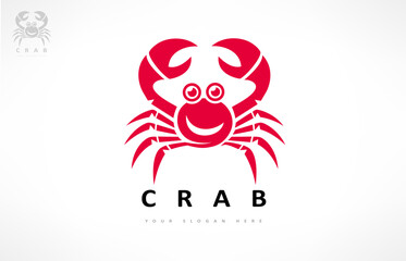 Crab logo vector. Underwater animal.