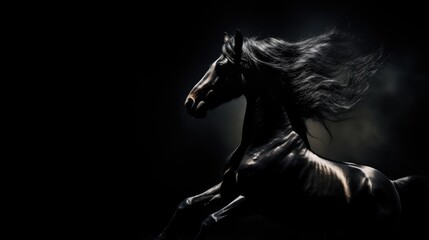 Obraz na płótnie Canvas Black background with isolated horse silhouette