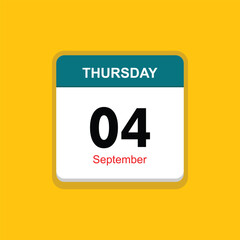 september 04 thursday icon with yellow background, calender icon