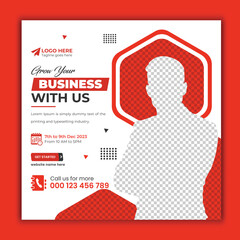 Expand your business with a square flyer editable web banner design template premium vector.