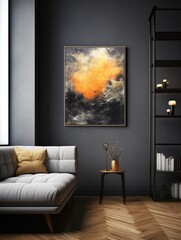 Abstract Painting in Gold and Black with Heavily Textured Backlight AI Generated