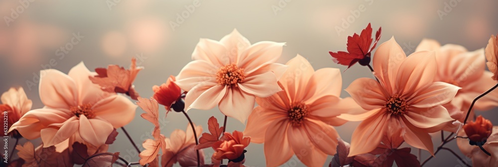 Poster Autumn Flower Background with Muted Color Palette AI Generated