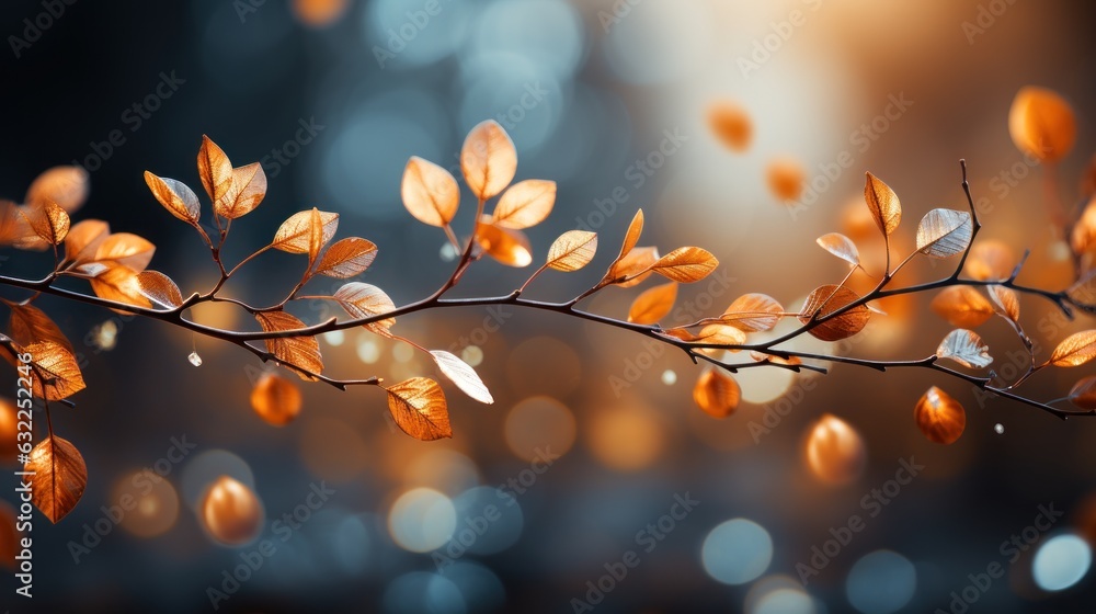 Poster enchanting autumn forest background with bokeh ai generated
