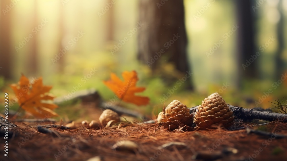 Poster autumn thanksgiving forest background with sharp detail ai generated