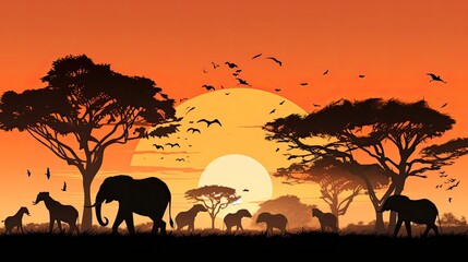 Naklejka na ściany i meble African wildlife preservation showcasing a vast array of animals in their natural habitat