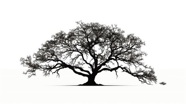 Isolated white tree silhouette
