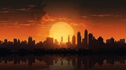 Obraz na płótnie Canvas Bangkok city silhouette against the sunrise sky