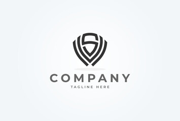 Letter S Shield Logo design, letter S with shield combination, vector illustration