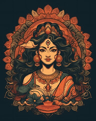 Indian Hindu Goddess Saraswathi, Goddess of Wisdom, Knowledge and Arts | Generative AI