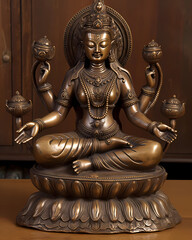 Lakshmi Goddess Statue bronze | Generative AI
