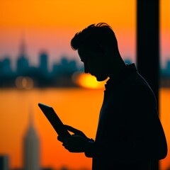 Man On Phone Silhouette Cybersecurity
