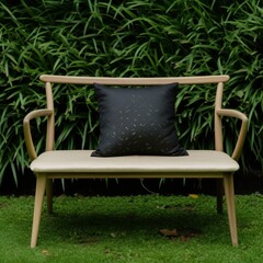 Sofa in Lush Green Garden: Japanese and Scandinavian Minimalist Style Interior Design AI Generated