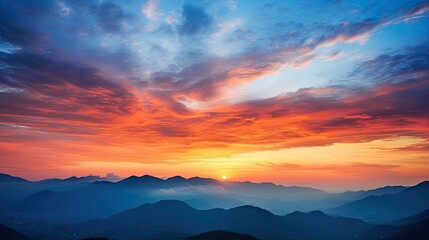 Fototapeta premium Colors of clouds and mountains during sunrise