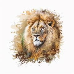 golden lion watercolor drawing, illustration for t shirtgolden lion watercolor drawing, illustration for t shirt
