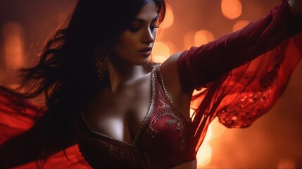 A belly dancer in traditional clothes