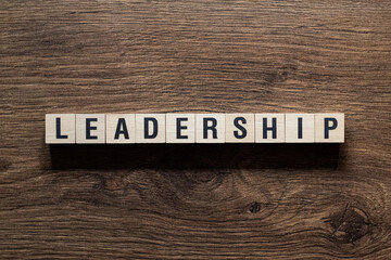 Leadership - word concept on building blocks, text