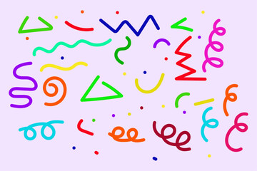 Simple childish scribble backdrop bundle. Colorful line doodle pattern. Creative minimalist style art background collection for children or trendy design with basic shapes. Pattern for wrapping paper