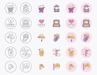 Cute pink kitty 10 Icons set