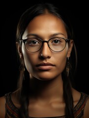 Fototapeta na wymiar Native Amazonian Woman with Strong Contrast AI Generated