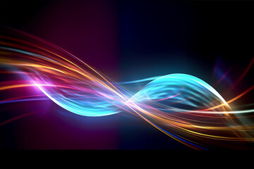 Fototapeta na wymiar Abstract futuristic background with glowing neon moving high speed wave lines and bokeh lights. Data transfer concept Fantastic wallpaper. Ai Generative