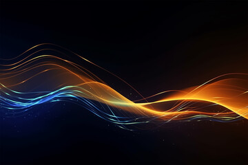 Abstract futuristic background with glowing neon moving high speed wave lines and bokeh lights. Data transfer concept Fantastic wallpaper. Ai Generative