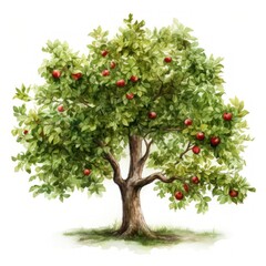 Watercolor Apple Tree for Toddler Book AI Generated