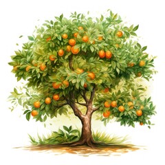 Watercolor Orange Tree for Children's Book AI Generated