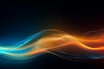 Abstract futuristic background with glowing neon moving high speed wave lines and bokeh lights. Data transfer concept Fantastic wallpaper. Ai Generative