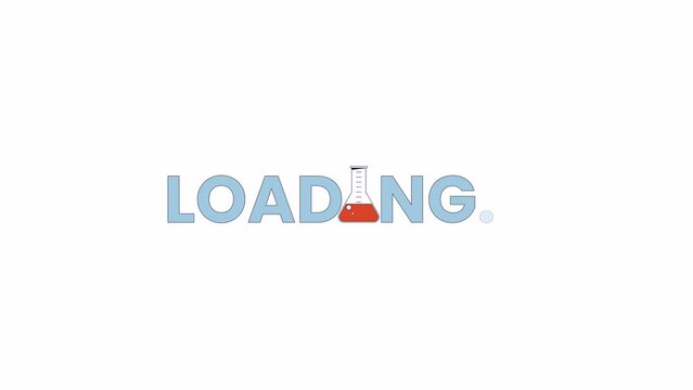 Biochemistry flask 2D loading text animation. Animated cartoon 4K video loader motion graphic. Sample flask colorful download process animation clip. Loading screen, ui design, upload progress gif