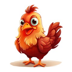 Cartoon Chicken Clipart on White Background AI Generated