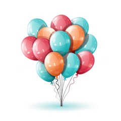 Colorful Balloons Clipart on White Background AI Generated
