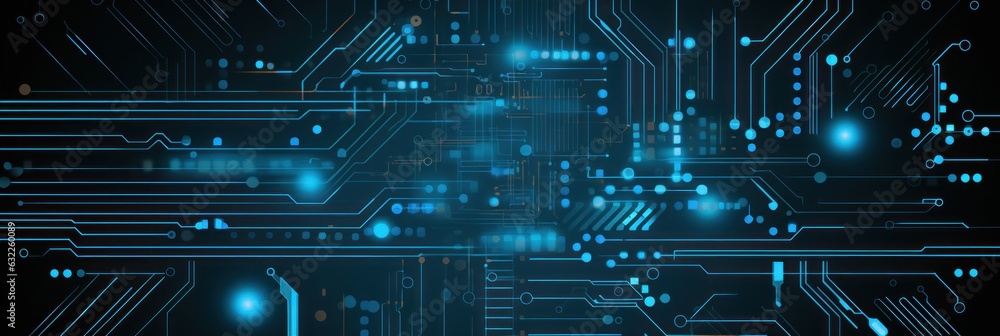 Poster electronic circuit board on dark background ai generated