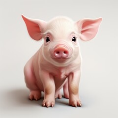 Cute Little Pig Clipart on White Background AI Generated