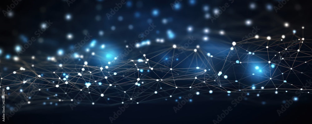 Poster abstract blue network on modern web technology background ai generated