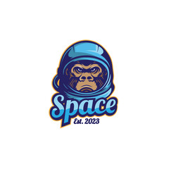 design logo space astronomy with gorilla head vector illustration