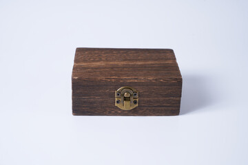 a wooden gift box isolated on a white background
