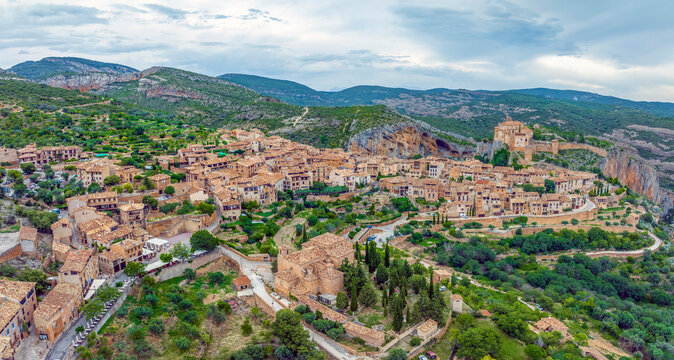Village of Alquezar in Sierra de Guara in the Spanish Pyrenees near Huesca, Spain